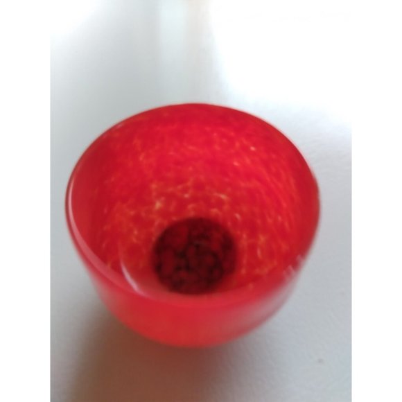 Vtg. lava red speckled art glass handblown footed votive vase signed O'dell 96 - Picture 10 of 15